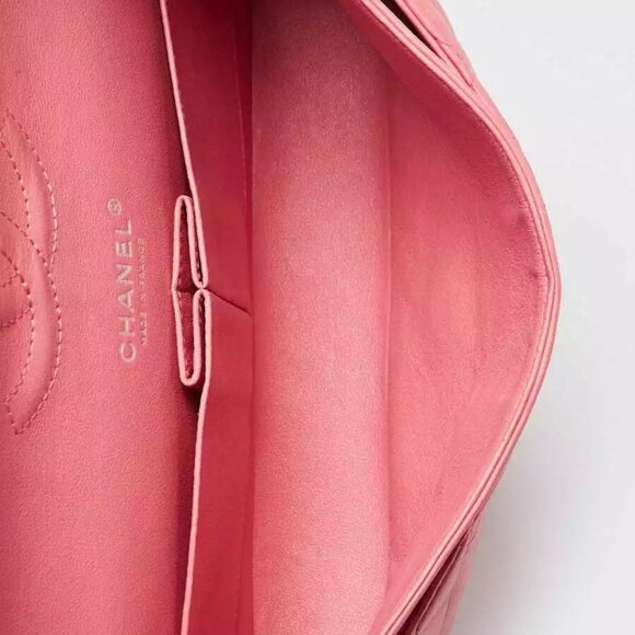 Chanel Pink Quilted Lambskin Leather Classic Medium Double Flap Bag - Picture 8 of 9